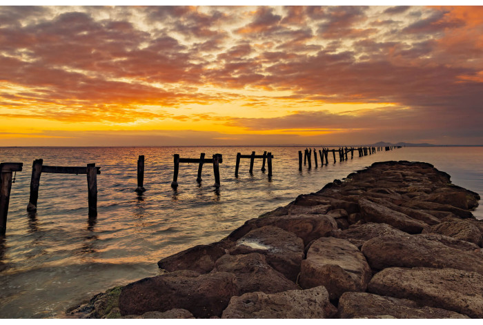 Модульная картина Закат на берегу океана | купить картину в Нижневартовске Модульная картина Закат на берегу океана